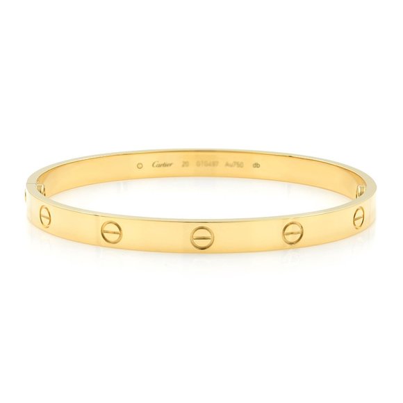 Cartier Love Bangle Bracelet New Style 18K Yellow Gold Unisex Size 20 - Picture 2 of 5